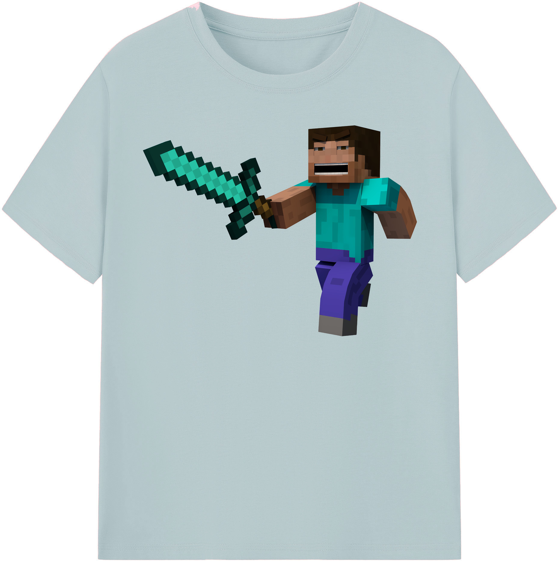 （画像用） マインクラフト ブロックの世界 Minecraft MC Block world 綿100％半袖Tシャツ（フロントプリント）